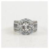 Bangkok Ratnaraj Jewelers Aquamarine and CZ Sterling Silver Ring Size 7.25