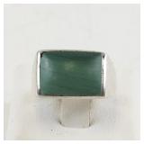 Sterling Silver Malachite Ring Size 6.5