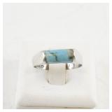 Sterling Silver and Turquoise Ring Size 7.75 Stamped 925