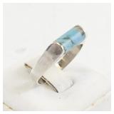 Sterling Silver and Turquoise Ring Size 7.75 Stamped 925