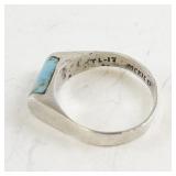 Sterling Silver and Turquoise Ring Size 7.75 Stamped 925