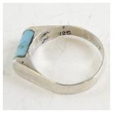 Sterling Silver and Turquoise Ring Size 7.75 Stamped 925