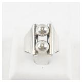 Beau Mark Modernist Design Sterling Silver Ring. Size 5-6Â 