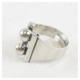 Beau Mark Modernist Design Sterling Silver Ring. Size 5-6Â 