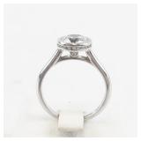 Sterling Silver CZ Bezel Set Ring with Hidden Halo Design. Size 7