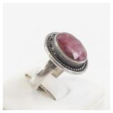 Sterling Silver 925 Ruby Ring Size 6.75