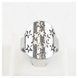 Starry Night Silver Tone Base Metal Ring. Size 7