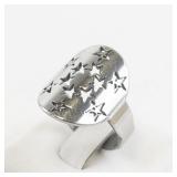 Starry Night Silver Tone Base Metal Ring. Size 7