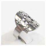 Starry Night Silver Tone Base Metal Ring. Size 7