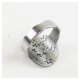 Starry Night Silver Tone Base Metal Ring. Size 7