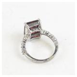 Garnet and Cubic Zirconia Base Metal Ring. Size 6.75