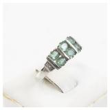 Stauer Emerald and Diamond Sterling Silver Ring. Size 7