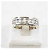 ArtCarved Sterling Silver (Vermeil) Band Ring with Channel Set CZ