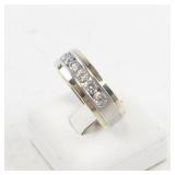 ArtCarved Sterling Silver (Vermeil) Band Ring with Channel Set CZ