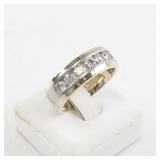ArtCarved Sterling Silver (Vermeil) Band Ring with Channel Set CZ