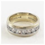 ArtCarved Sterling Silver (Vermeil) Band Ring with Channel Set CZ