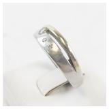 Sterling Silver Two-Tone Ring with 3 CZ Stones. Size 7.75