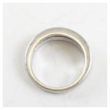 Sterling Silver Two-Tone Ring with 3 CZ Stones. Size 7.75