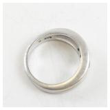 Sterling Silver Two-Tone Ring with 3 CZ Stones. Size 7.75