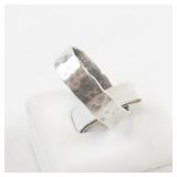 Hammered Silver Tone Base Metal Band Ring Size 7.25
