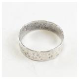Hammered Silver Tone Base Metal Band Ring Size 7.25