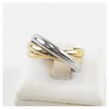 Interconnected Stainless Steel Tri-tone Ring. Size 6