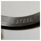 Interconnected Stainless Steel Tri-tone Ring. Size 6