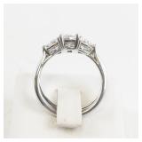 3 Stone CZ Engagement Ring Set Size 7 with Curved Silhouette Band