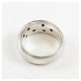 Sterling Silver Domed Ring with Multi-Colored CZ Stones. Size 7.5-8