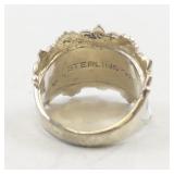 Sterling Silver Floral Enamel Ring. Size 8