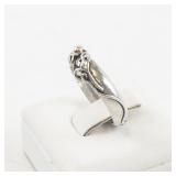 Modernist Sterling Silver and Gold Accent Ring Size 5.5