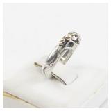 Modernist Sterling Silver and Gold Accent Ring Size 5.5