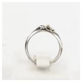 Modernist Sterling Silver and Gold Accent Ring Size 5.5