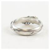 Modernist Sterling Silver and Gold Accent Ring Size 5.5