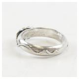 Modernist Sterling Silver and Gold Accent Ring Size 5.5