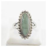 Sterling Silver Oval Turquoise Ring Size 7.25