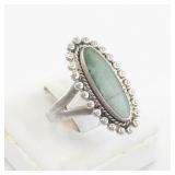 Sterling Silver Oval Turquoise Ring Size 7.25