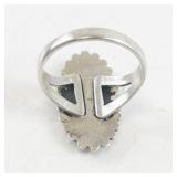 Sterling Silver Oval Turquoise Ring Size 7.25