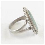 Sterling Silver Oval Turquoise Ring Size 7.25