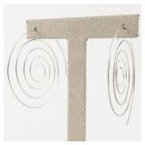 Pair of Sterling Silver Spiral Wire Hoop Earrings