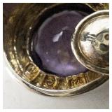 Pair of Sterling Silver Amethyst Clip-On Earrings