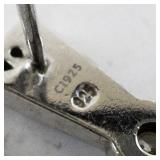 Sterling Silver Drop Earrings with Amethyst, CZ, and Opal Inlay