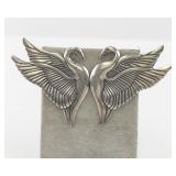 Pair of Vintage Silver Plated Swan Earrings