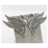 Pair of Vintage Silver Plated Swan Earrings
