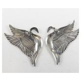 Pair of Vintage Silver Plated Swan Earrings