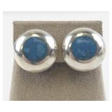 Sterling Silver Turquoise Clip-On Earrings.