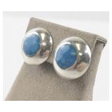 Sterling Silver Turquoise Clip-On Earrings.