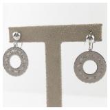 Wells Sterling Silver Vintage Etched Screwback Dangle Earrings