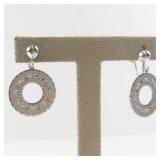 Wells Sterling Silver Vintage Etched Screwback Dangle Earrings