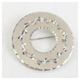 Wells Sterling Silver Round Etched Brooch Pin